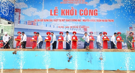 Khởi công xây dựng cầu vượt tại nút giao Ô Đông Mác - Nguyễn Khoái