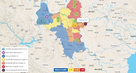 Hà Nội có bản đồ số về COVID-19