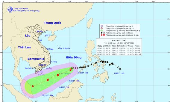 Bão số 15 hướng về quần đảo Trường Sa 