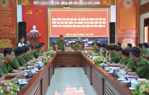 Cục Cảnh sát PCCC&CNCH làm việc với Công an tỉnh Nghệ An
