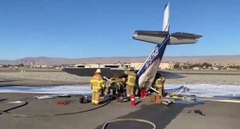 Máy bay rơi khi đang cất cánh, nữ phi công may mắn thoát chết