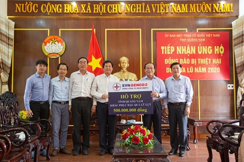 EVN Genco 2 trao 1 tỷ đồng hỗ trợ tỉnh Quảng Nam và Quảng Trị khắc phục hậu quả mưa lũ