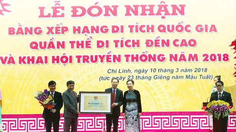 Quần thể di tích đền Cao đón nhận bằng di tích cấp quốc gia