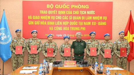 Thêm 7 sĩ quan Việt Nam đi gìn giữ hòa bình Liên hợp quốc