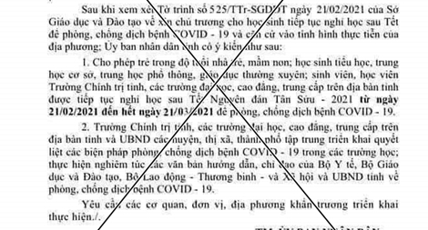 Thông tin chính thức vụ giả mạo văn bản cho học sinh Quảng Nam nghỉ học