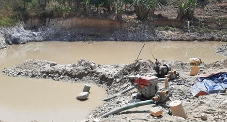 Công an huyện Đak Đoa triệt xóa 2 bãi khai thác vàng trái phép
