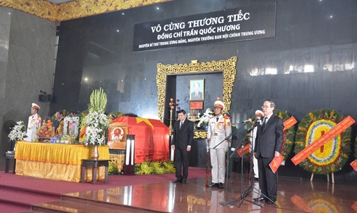 Tổ chức trọng thể lễ truy điệu và an táng đồng chí Trần Quốc Hương